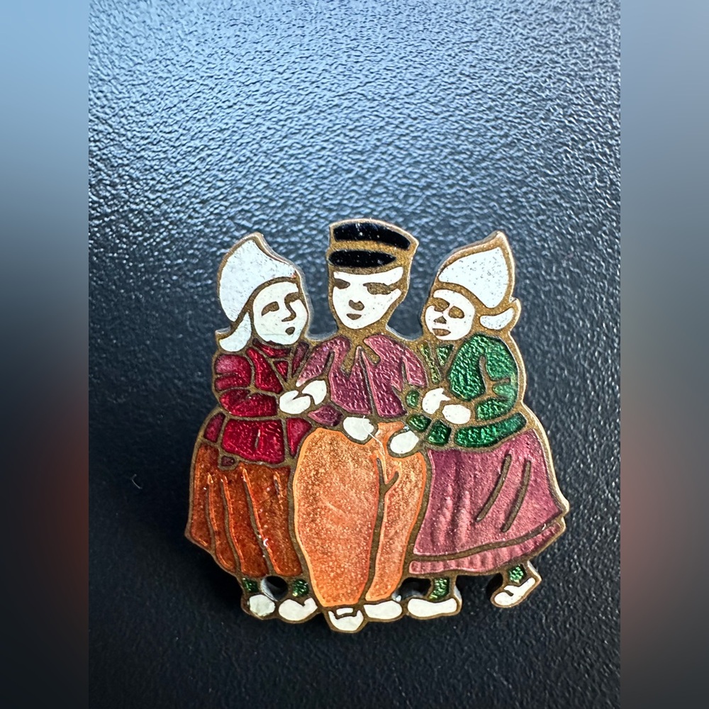 Vintage Ges Gesch 22 Old Czech Enameled Figural Pin/brooch